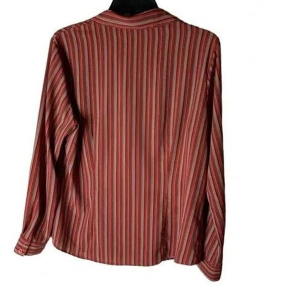 Notations Blouse Womens Size Large Stripe Stretch Long Sleeve Career Wear Top - Picture 2 of 5